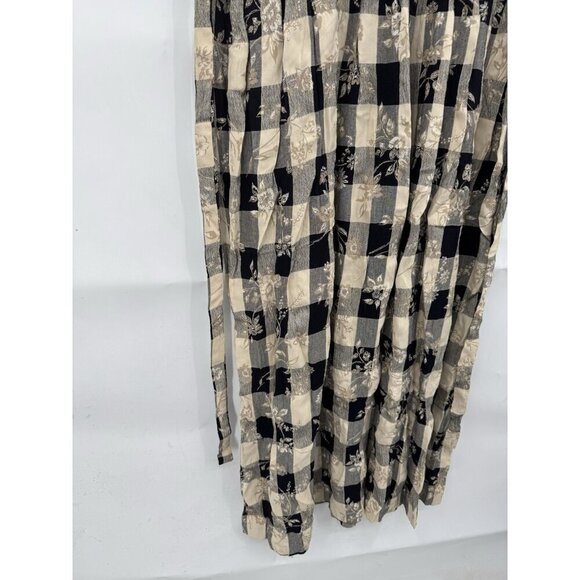 Vintage‎ Allison Che Midi Dress Women 12 Tan Black Pilgrim Peasant Farm House - Picture 9 of 12